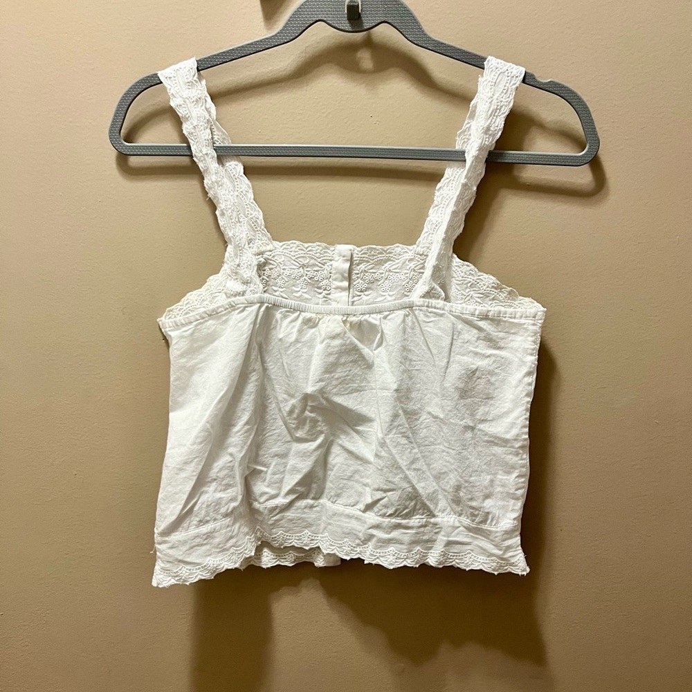 Forever That Girl Anthropologie Square Neck Crop Top White Size Small - Picture 4 of 7